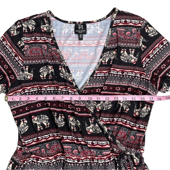 Derek heart plus size 1x short sleeve mini dress, vneck, elephants, ties at side - Picture 8 of 12